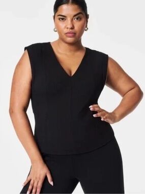 SPANX Black V-Neck Sculpting Tank Top
